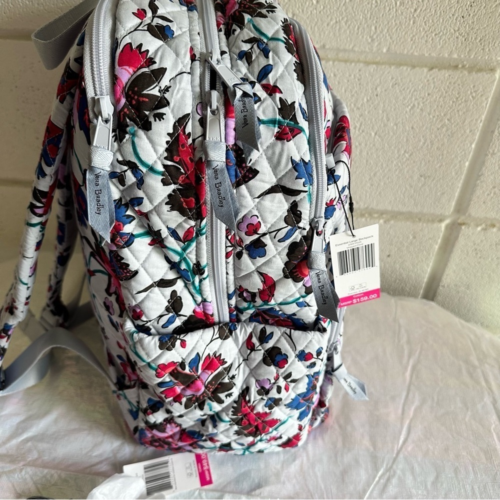 Set Vera Bradley Essential Large Backpack  Vineyard Floral + Zip ID & Lanyard - Picture 9 of 16